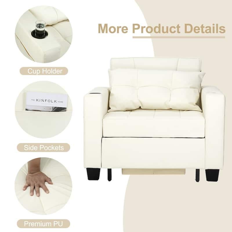 Futon Chair Bed Convertible Chair 3-in-1 Pull Out Sleeper Chair Beds for Living Room