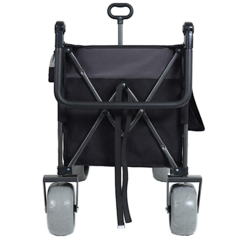 Multi-Functional Push-Pull Folding Wagon Cart With Rotating Handle & 9"X4" Beach Tires For Camping & Beach-300l Xl Heavy-Duty