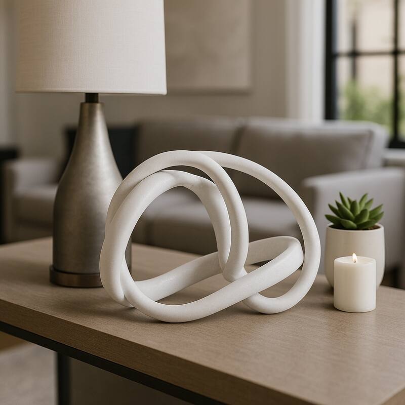 White 16x12 in. Resin Novelty Abstract Knot Sculpture - 15.5"