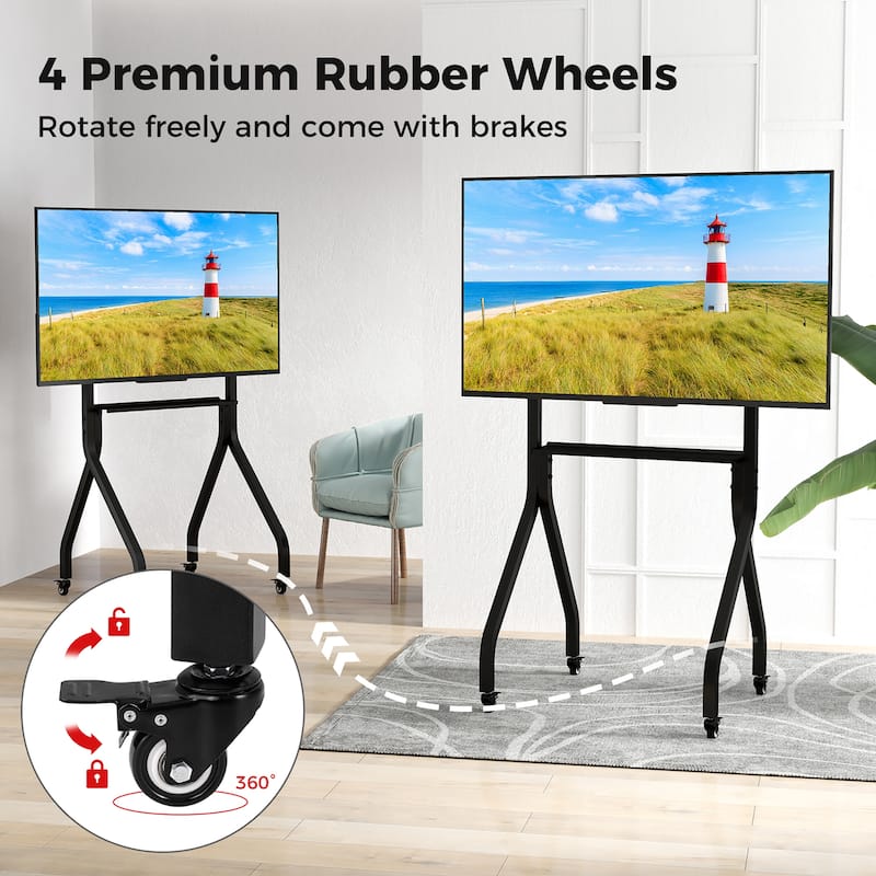 Gymax Mobile TV Stand Rolling TV Cart for 43''-100'' Flat/Curved