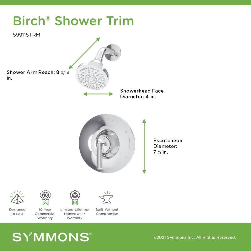 Symmons 599115TRM Birch Shower Only Trim Package with 1.5 GPM Single