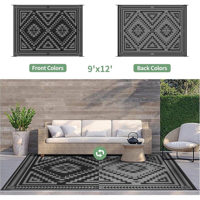 Mcow Geo Harmony Reversible Woven Waterproof Outdoor Area Rug