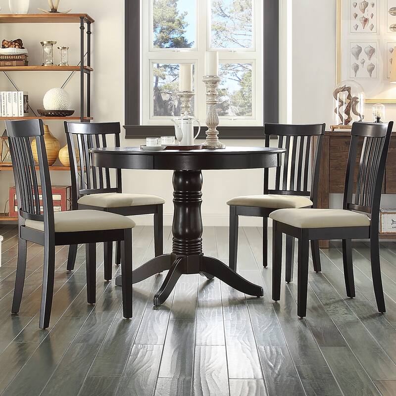 Wilmington Black Round Pedestal 5-piece Dining Set by iNSPIRE Q Classic