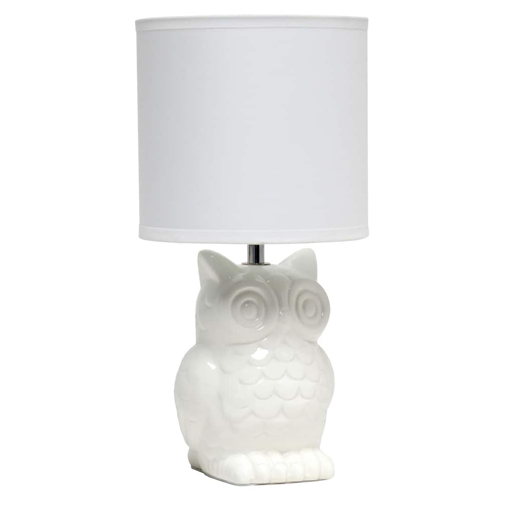 12.8 in. Off White Finish Table Lamp with White Shade, Desk Lamp for Writing and Computer Desks
