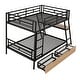 preview thumbnail 12 of 15, Full Size Metal Bunk Bed with Built-in Desk, Light and Drawers, Black