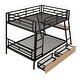 preview thumbnail 12 of 10, Full Size Metal Bunk Kids Bed Frame with Built-in Desk, LED Light & 2-Storage Drawers for Space-Saving Convenience, Black