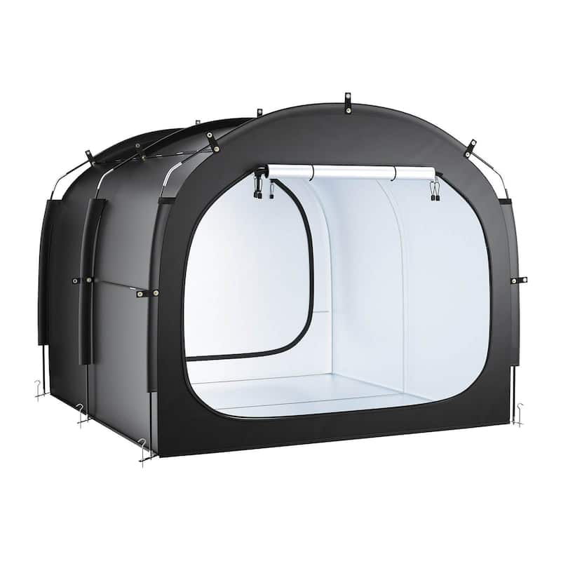 5+ Bike Waterproof Outdoor Storage Shelter Shed with Dual Doors and Arc Top and Fiberglass Frame - 88.19 x 97.24 x 77.95 in