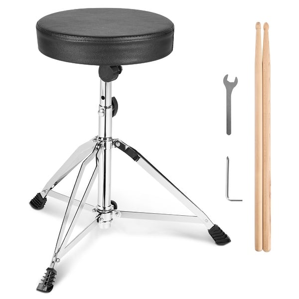 slide 2 of 21, VEVOR Drum Seat, Adjustable Height,Comfortable Padded Stool,for Drum Player 19.3-23 in / 490-585 mm