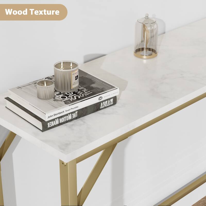 Console Table with Outlets, Narrow Sofa Table with Charging Station