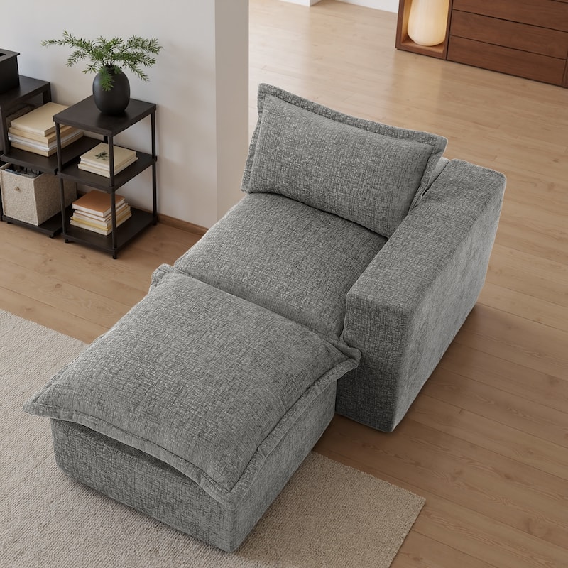 Chenille L-Shaped Modular Sectional Sofa Comfy Cloud Couch For Living Room