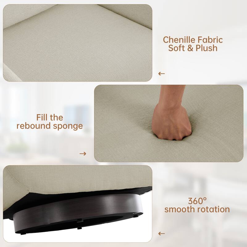 2 Set Modern Chenille Swivel Accent Chairs