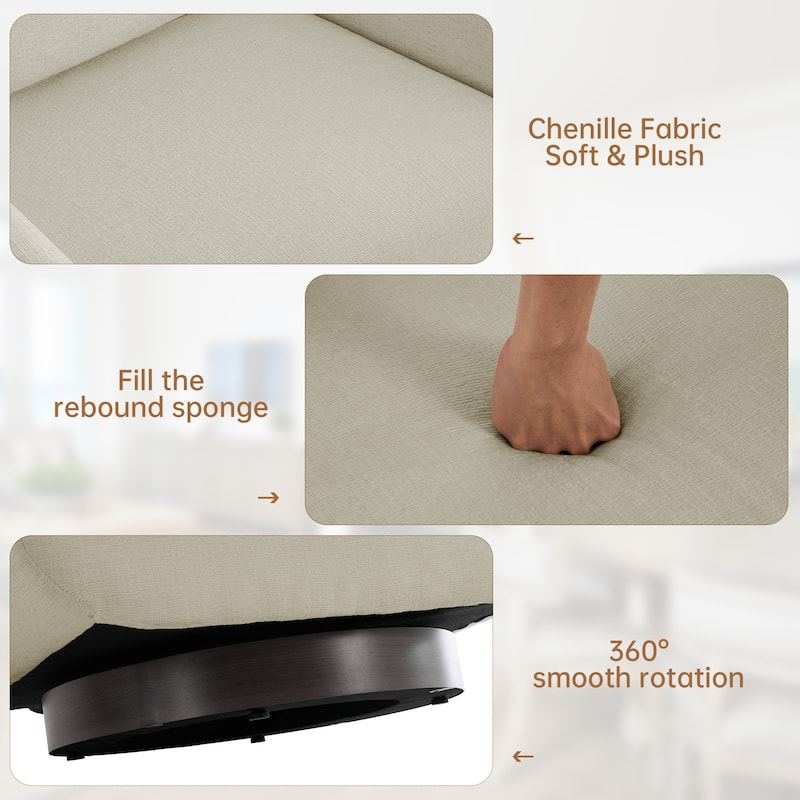 Modern Chenille Swivel Accent Chairs With Pillow