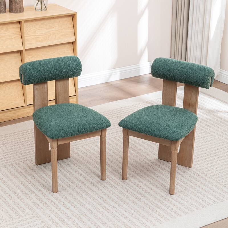 SEYNAR Set of 2 Modern Linen Upholstered Dining Chairs with Bolster Backrest