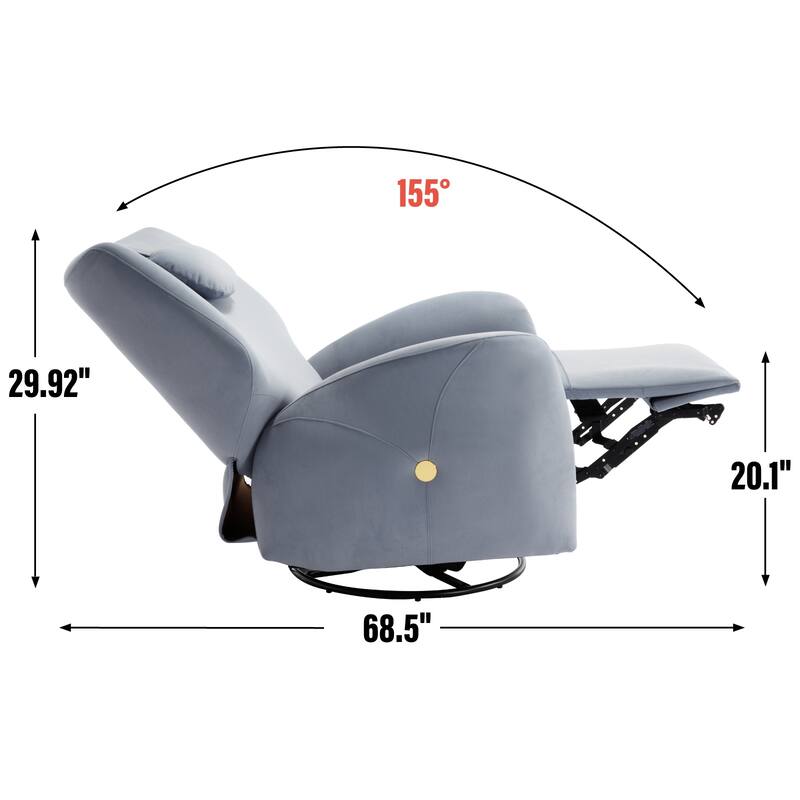 Electric Power Glider Recliner with 270° Swivel, Rocking Motion, Ergonomic Lumbar & Neck Support, Dual USB/Type-C Ports