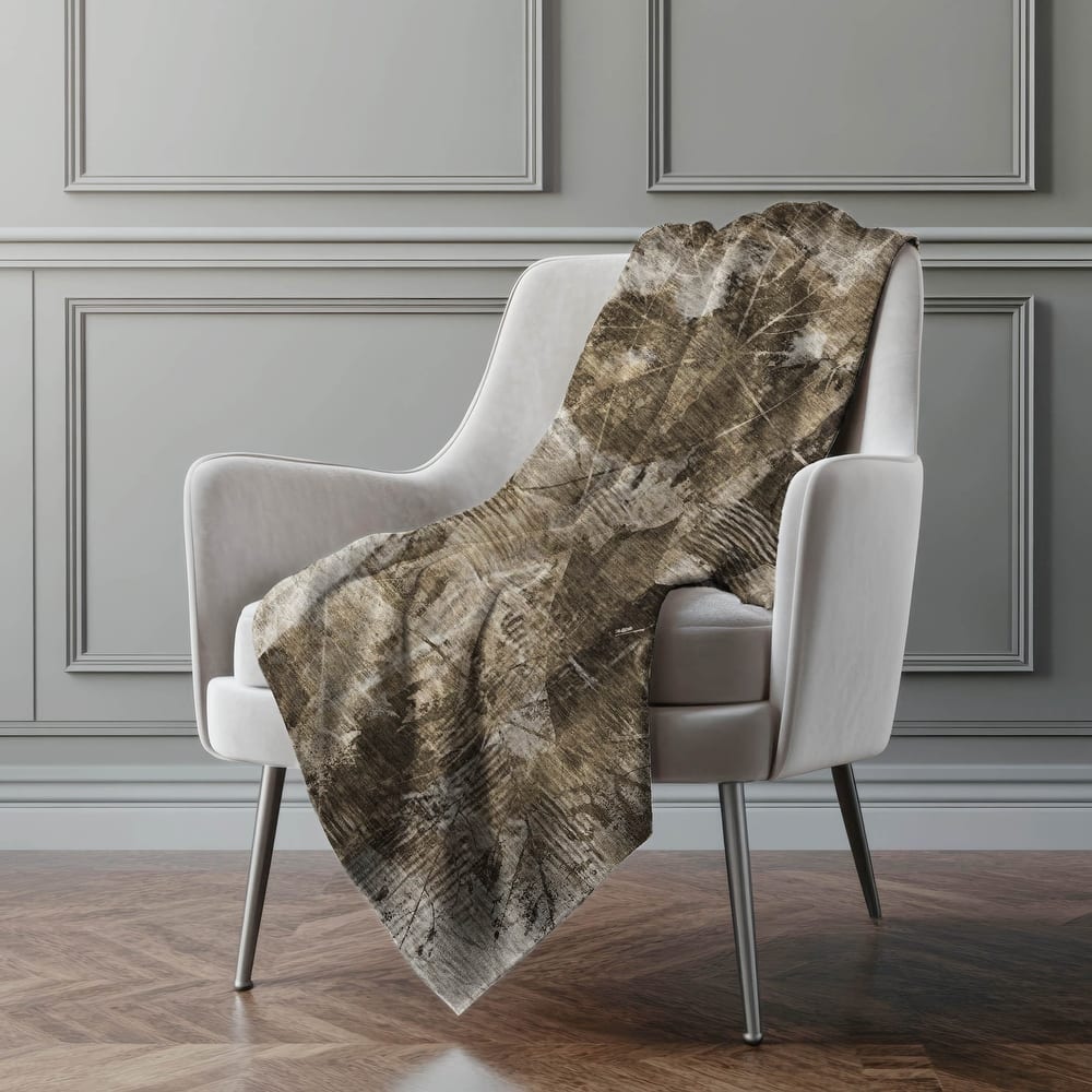 Premium Machine Washable Floral Abstract Sherpa Throw Blanket