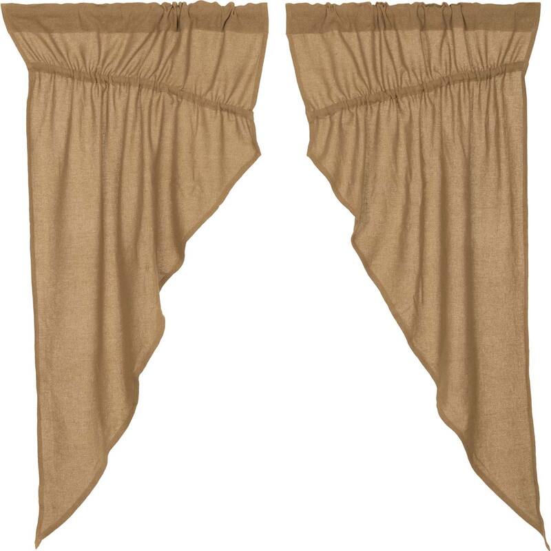 Farmhouse Curtains VHC Cotton Burlap Short Prairie Panel Pair Rod Pocket Cotton Solid Color - Prairie Panel 63x36