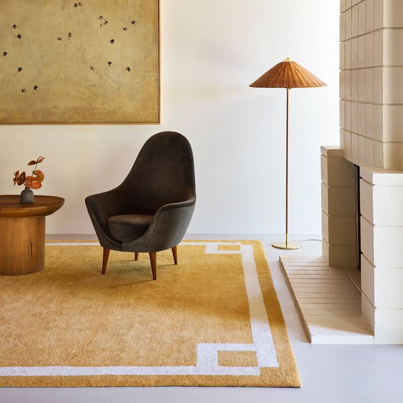 Grace Bordered Wool Area Rug - 7'6" x 9'6" - Golden Yellow