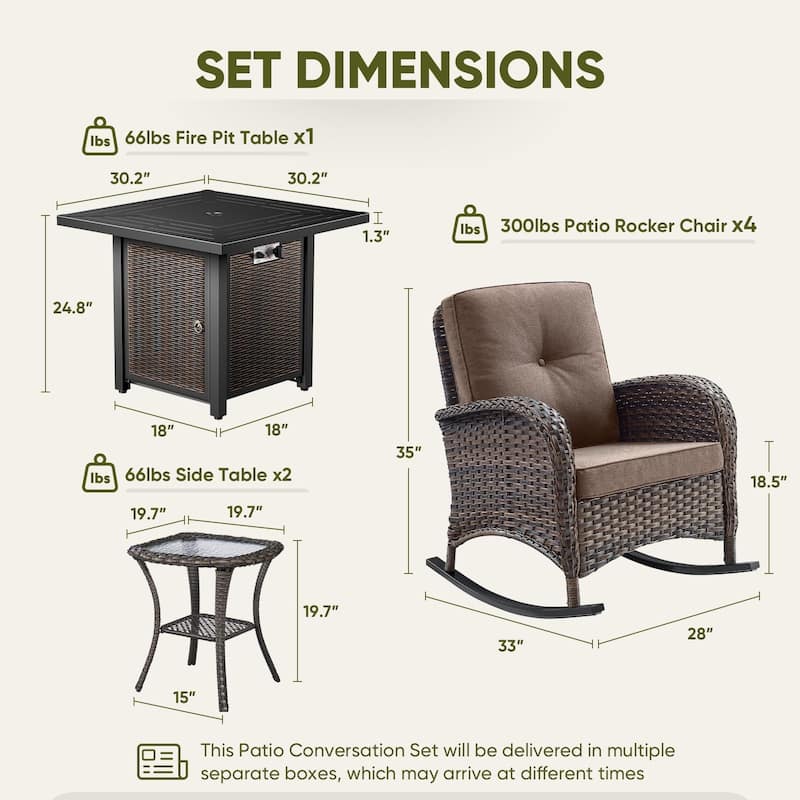 Outdoor Chairs with Fire Pit Table Set
