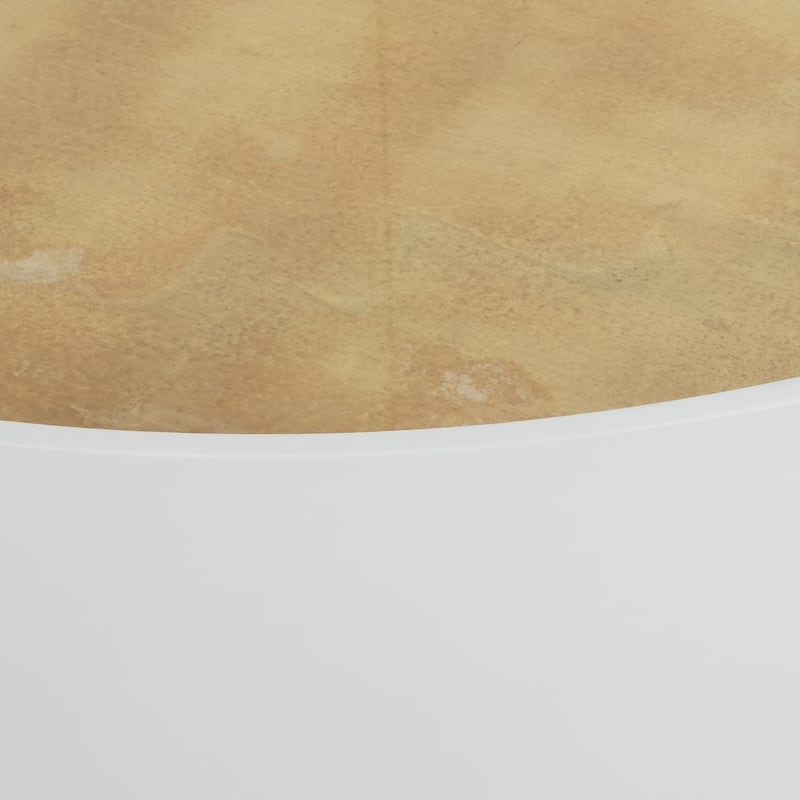 Sagebrook Home Modern Neutral Wood Gold Leaf Round Top Coffee and Accent Table