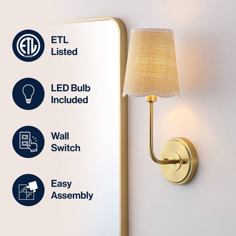 Lila Scalloped Fabric Shade/Metal LED Vanity Light