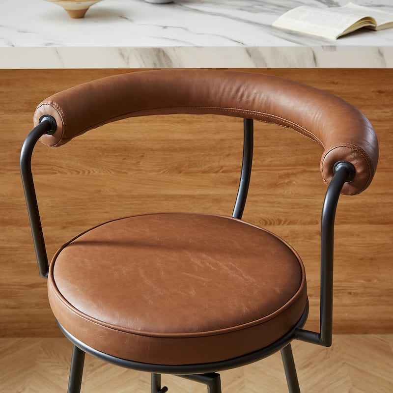 Art Leon Faux Leather Upholstery Swivel Barstool