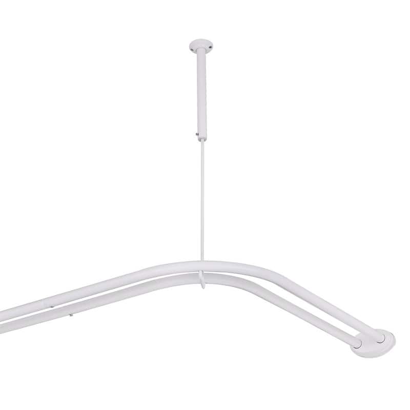 Utopia Alley Rustproof Aluminum Double L Shaped Shower Curtain Rod 72" L x 31.7" W, with 24 Shower Hooks included, Wall Mounted