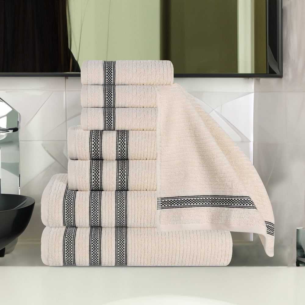 Superior Brea Zero Twist Cotton Ribbed Modern 8 Piece Bathroom Towel Set