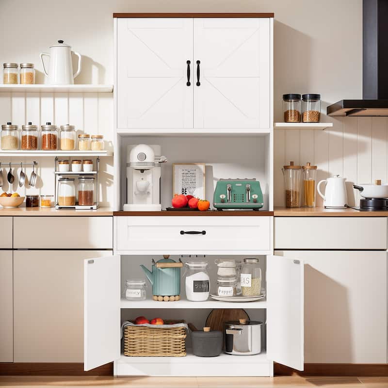 Pocassy Kitchen Pantry Storage Cabinet with 6 Hanging Shelves