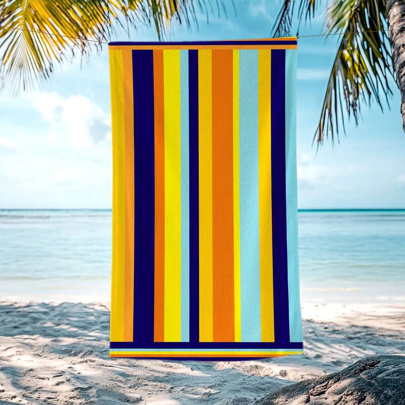 Quick Dry Colorful Cabana Beach Towel,Striped Beach Pool Towel for Kids and Adults, Lightweight and Absorbent - Stripe Pattern 2