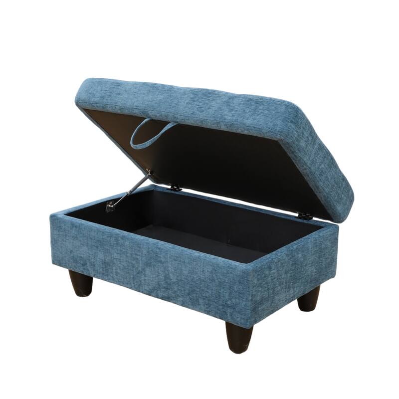 KISRAIS 34" Wide Upholstered Storage Ottoman