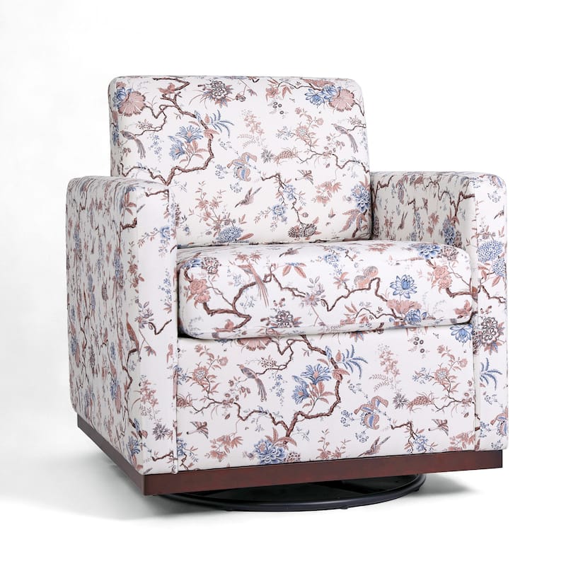 Pattern Swivel Armchair Linen Upholstered Accent Chair