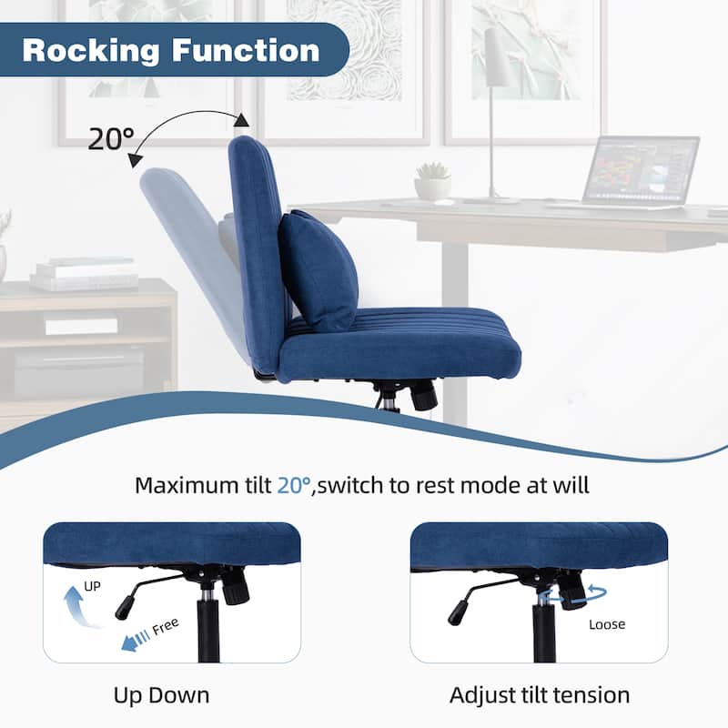 Modern Criss Cross Adjustable Armless Office Chair - Ideal for Home Office, Meditation & Makeup