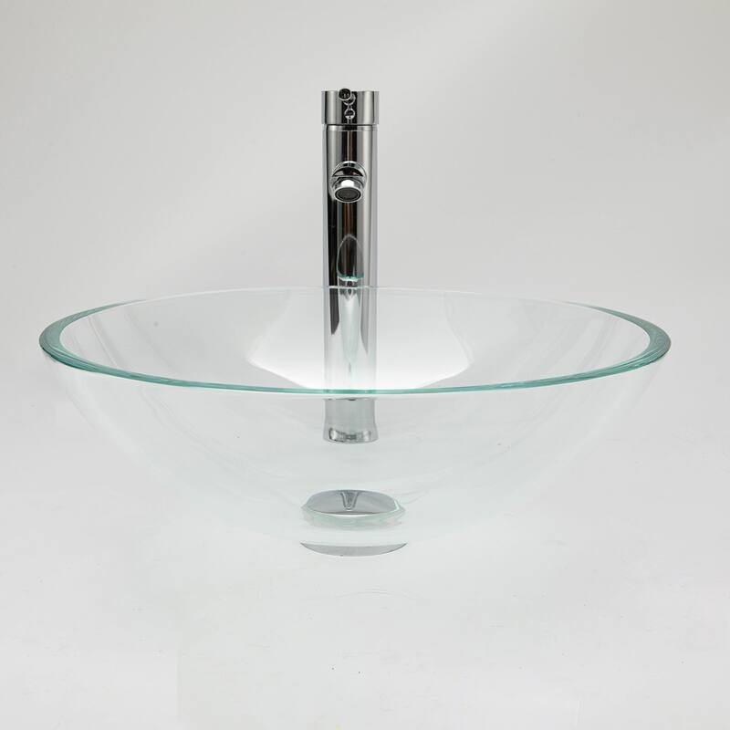 Vinnova Glass Circular Vessel Bathroom Sink without Faucet