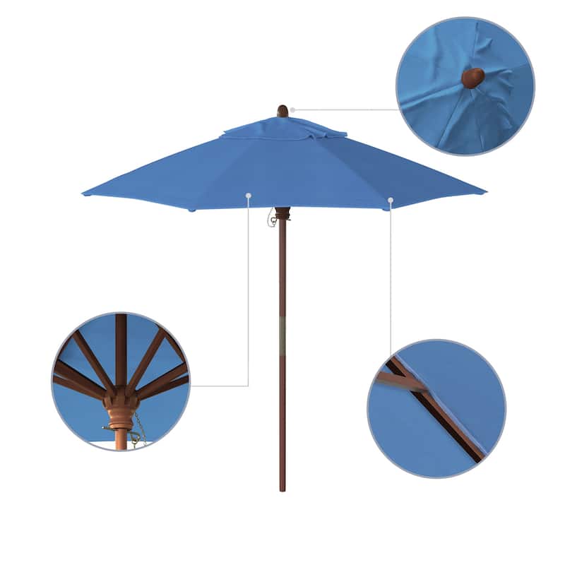 Port Lavaca 7.5ft Round Wood Umbrella by Havenside Home, Base Not Included