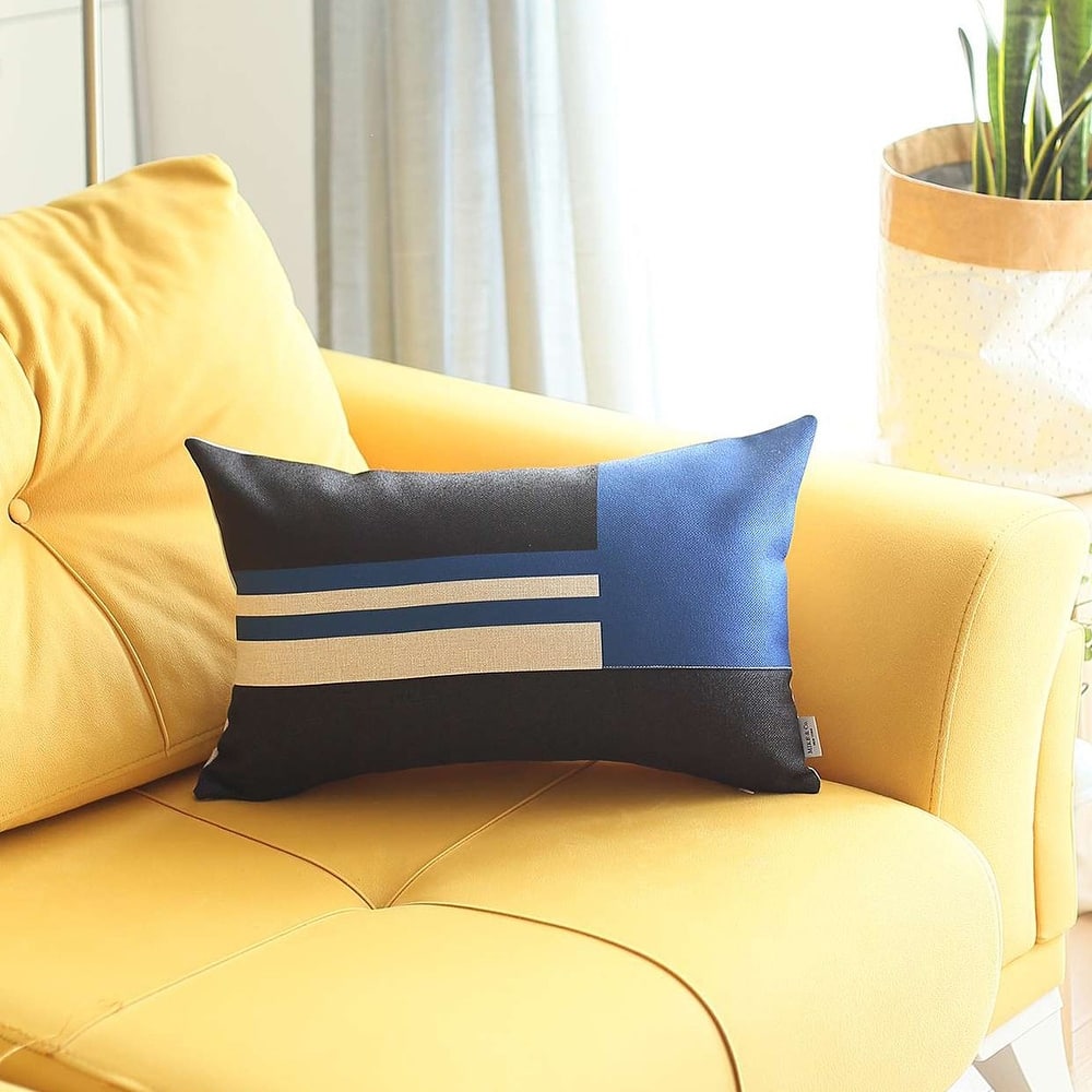 Yellow and Black Geometric Lumbar Throw Pillow