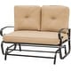 preview thumbnail 21 of 38, Nista 2 Person Outdoor Patio Glider Garden Bench Rocker Chair by Havenside Home Brown/Beige
