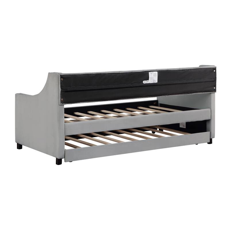 Twin Size Modern Upholstered Tufted Daybed with Trundle