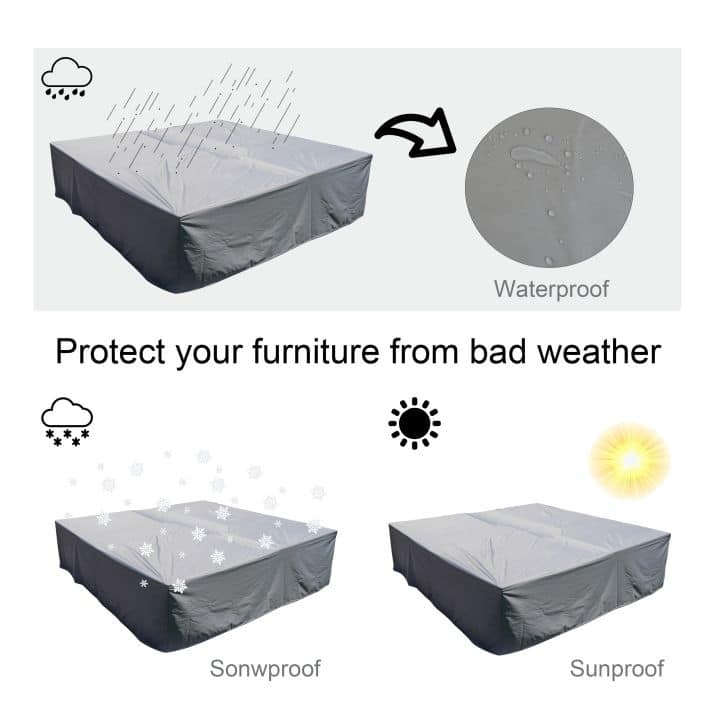 Patio Furniture Covers Waterproof, Outdoor Sectional Sofa Set , Patio Table and Chair Set Cover 106''L x 106''M x 28''H