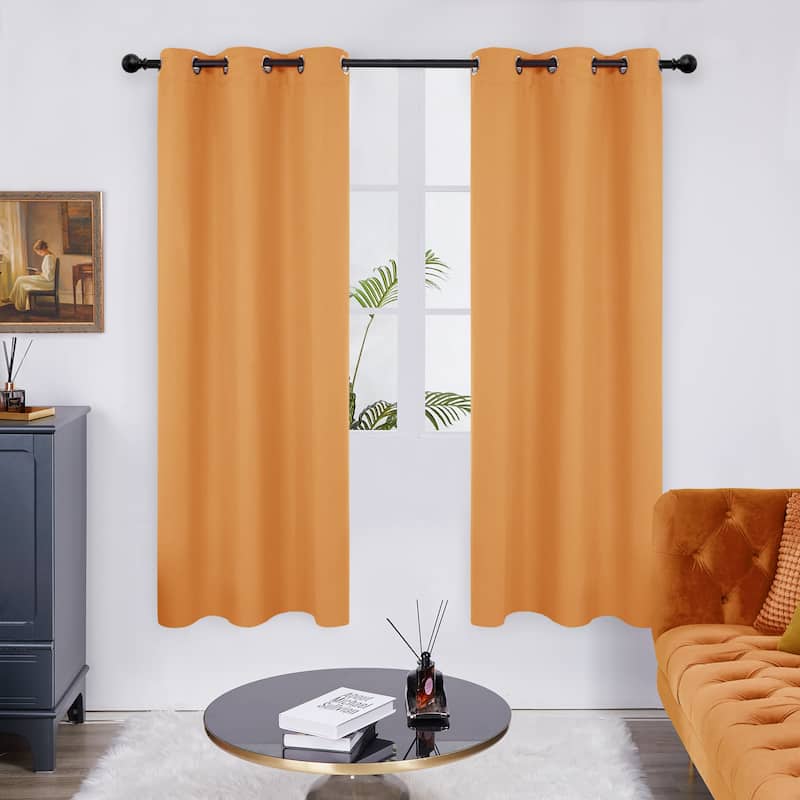 Deconovo Grommet 38 Width Curtain (2 Panel) - 38x72 - Orange
