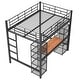 preview thumbnail 13 of 15, Full Size Metal Loft Bed with Built-in Desk and Shelves, Practical Storage Kids Teens Bed Frame