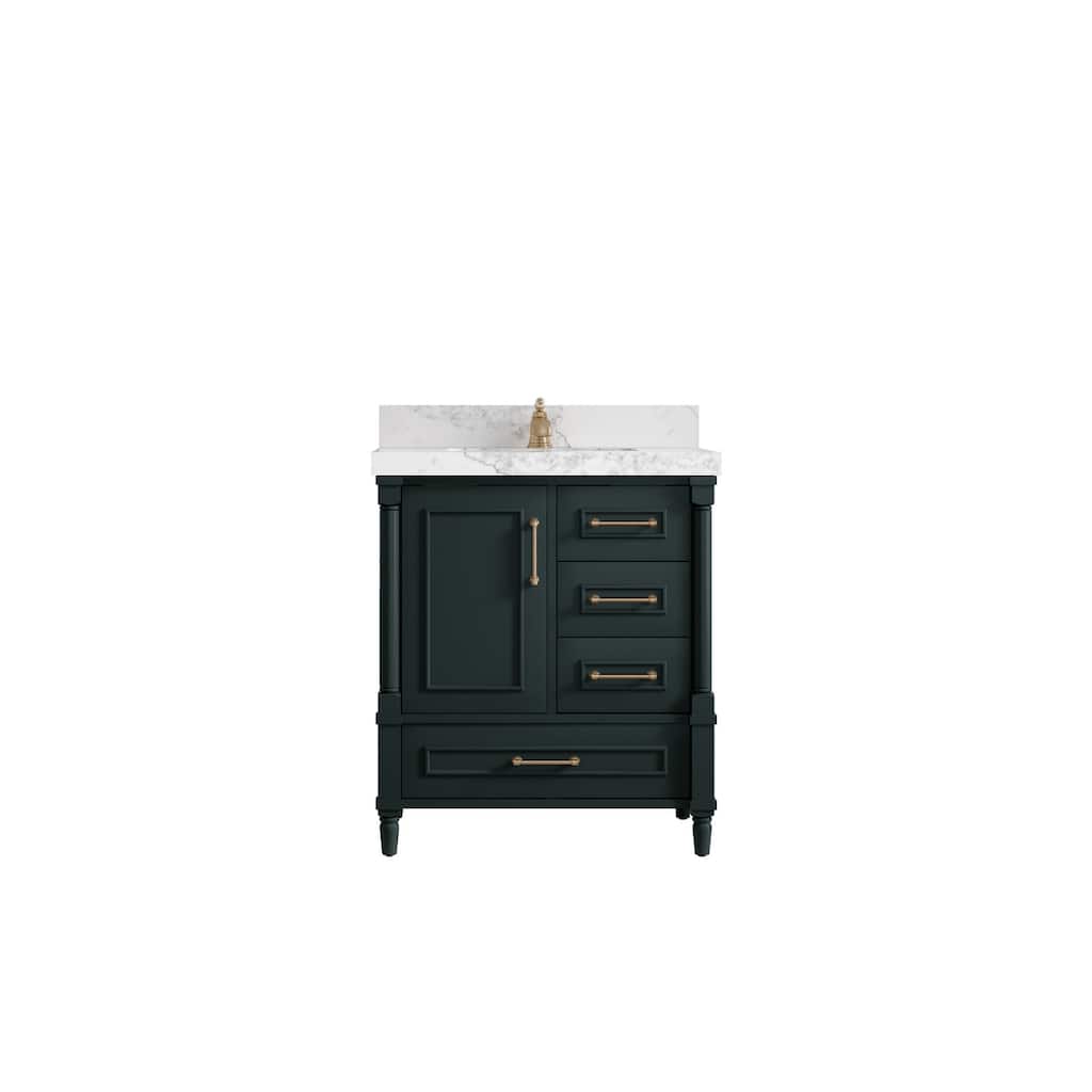 Willow Collections 30 in. W x 22 in. D Aberdeen Single Sink Bathroom Vanity in Dark Forest Green with Countertop