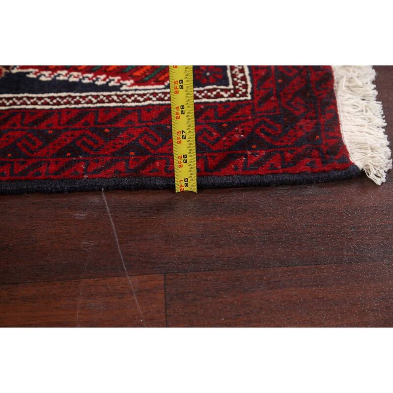 Geometric Hamedan Persian Traditional Runner Rug Handmade Wool Carpet - 3'4" x 6'8"