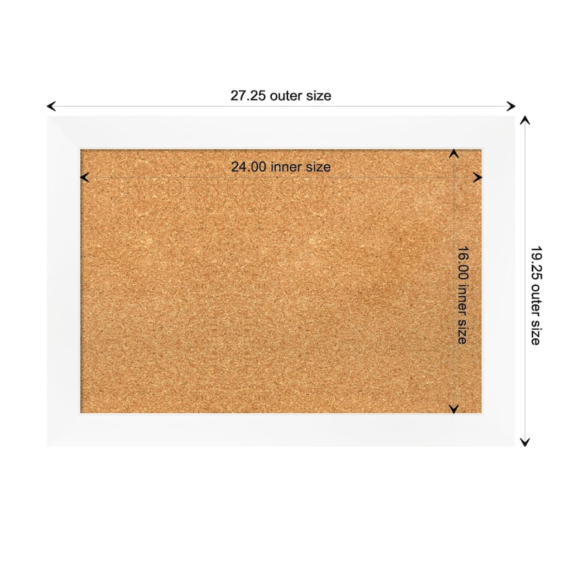 Cabinet White Narrow Framed Cork Bulletin Memo Board