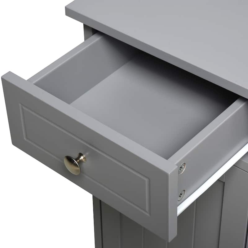 kleankin Freestanding Bathroom Storage Cabinet Organizer Floor Tower with 2 Door, 2 Drawers, Adjustable Shelf, Grey