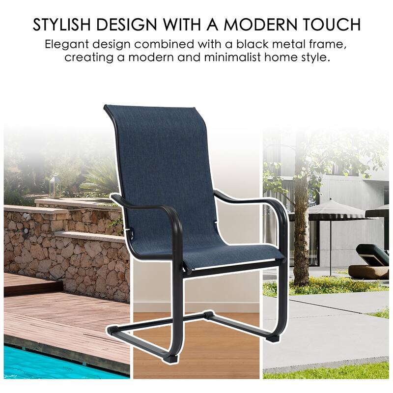 Kozyard 2Packs C-Spring Patio Chairs High Back Dining Chairs Breathable Textilene Fabric Sturdy Metal Frame