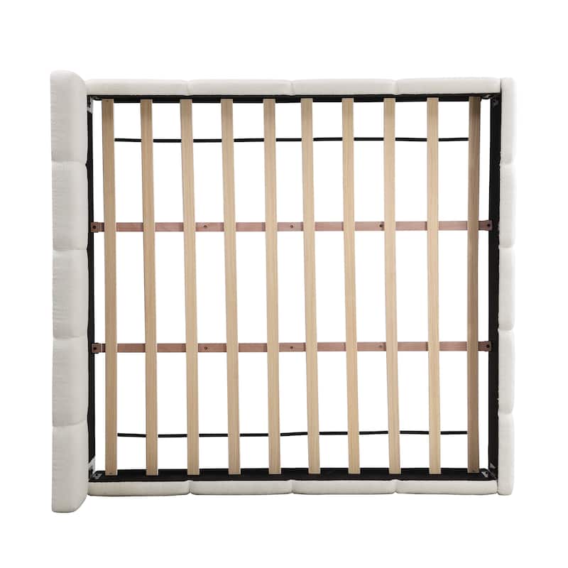 Christopher Knight Home - Evelyn Platform Bed with Boucle Upholstery and Thick Block-Style Headboard