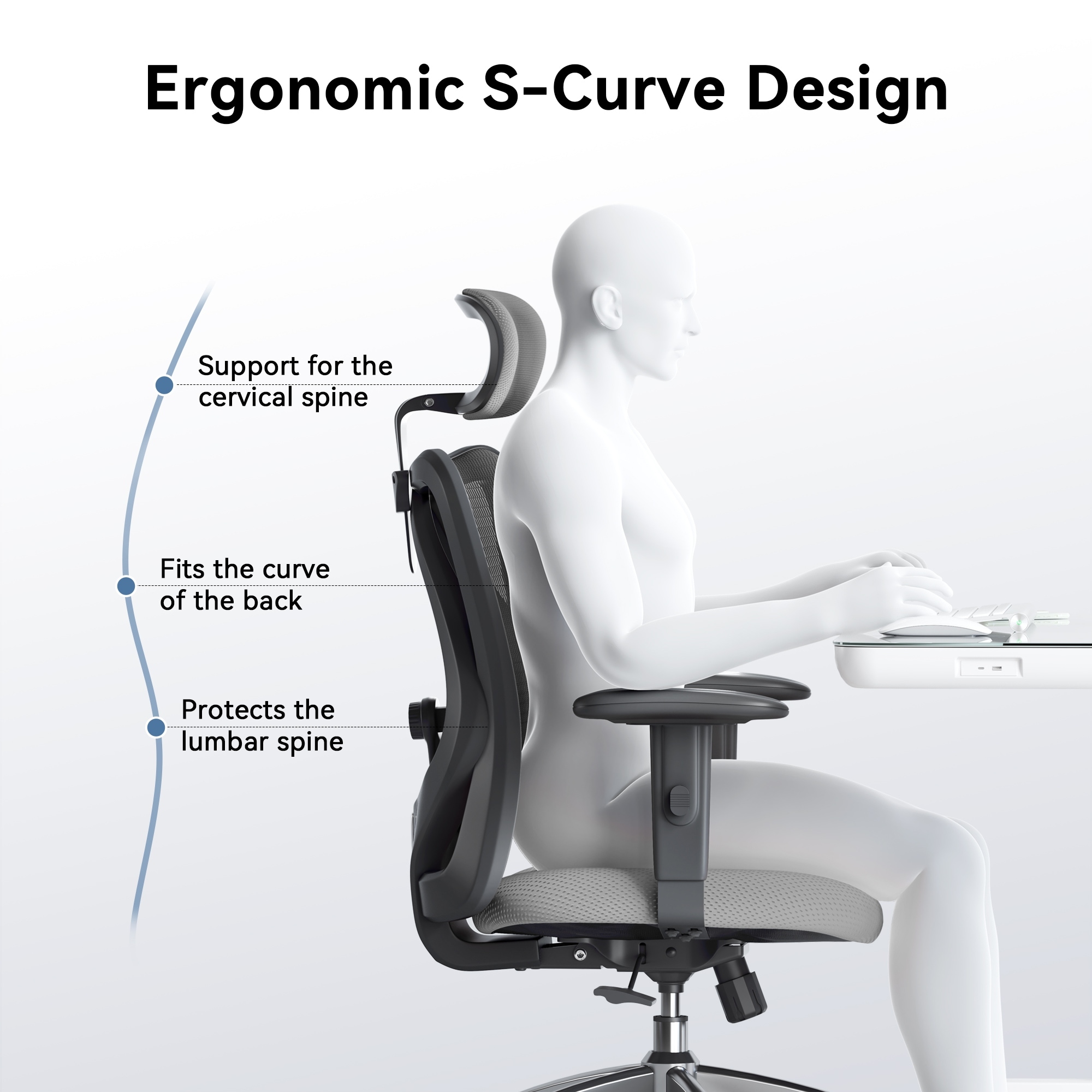 SIHOO Ergonomic Office Chair with Adjustable Lumbar Support, High Back chair  for big and tall, Black - 68*70*130 - Bed Bath & Beyond - 40122950