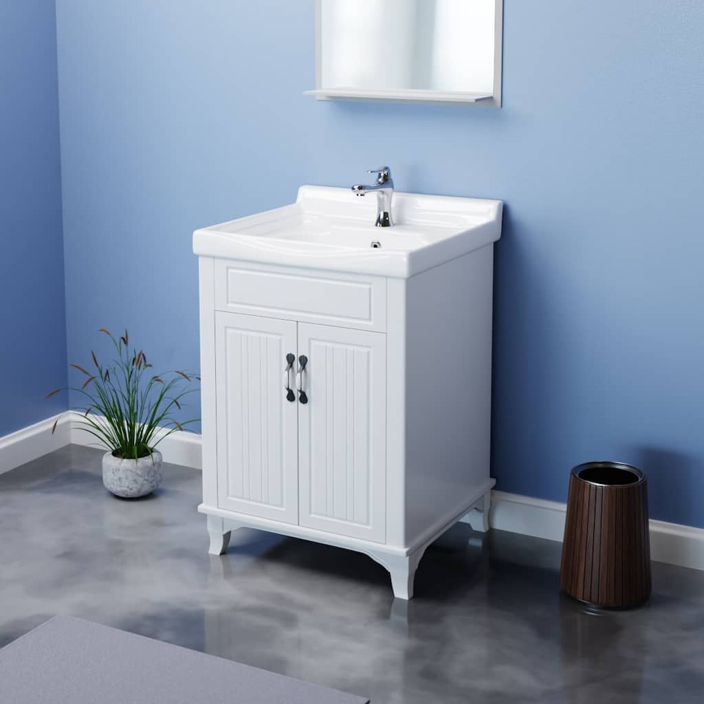 30" Adeline White Bathroom Vanity with Sink, Faucet, Drain and Overflow