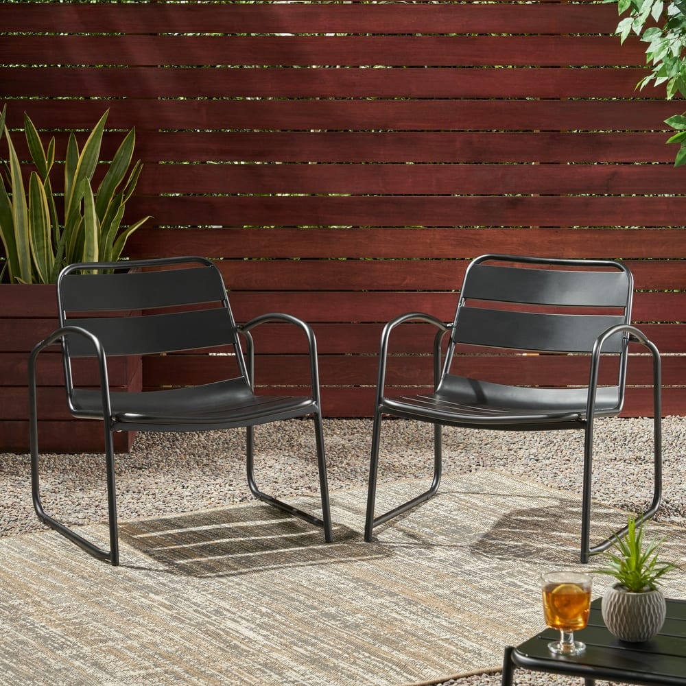 Cowan Outdoor Iron Accent Chairs (Set of 2) by Christopher Knight Home
