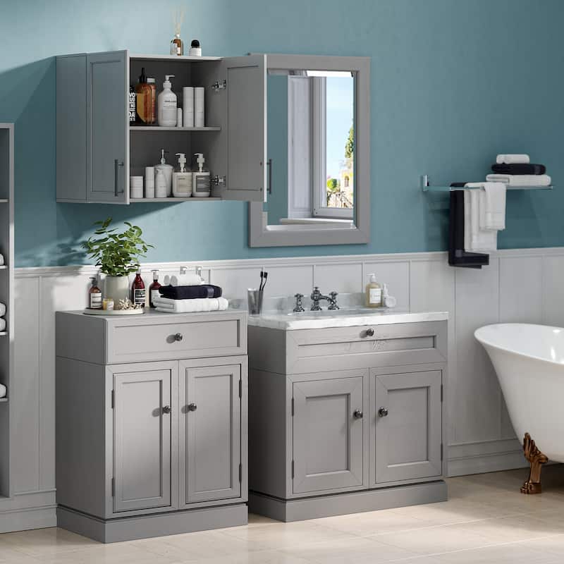 Shaker Style Wall Storage Cabinet with 2 Doors and Shelf Set of 2